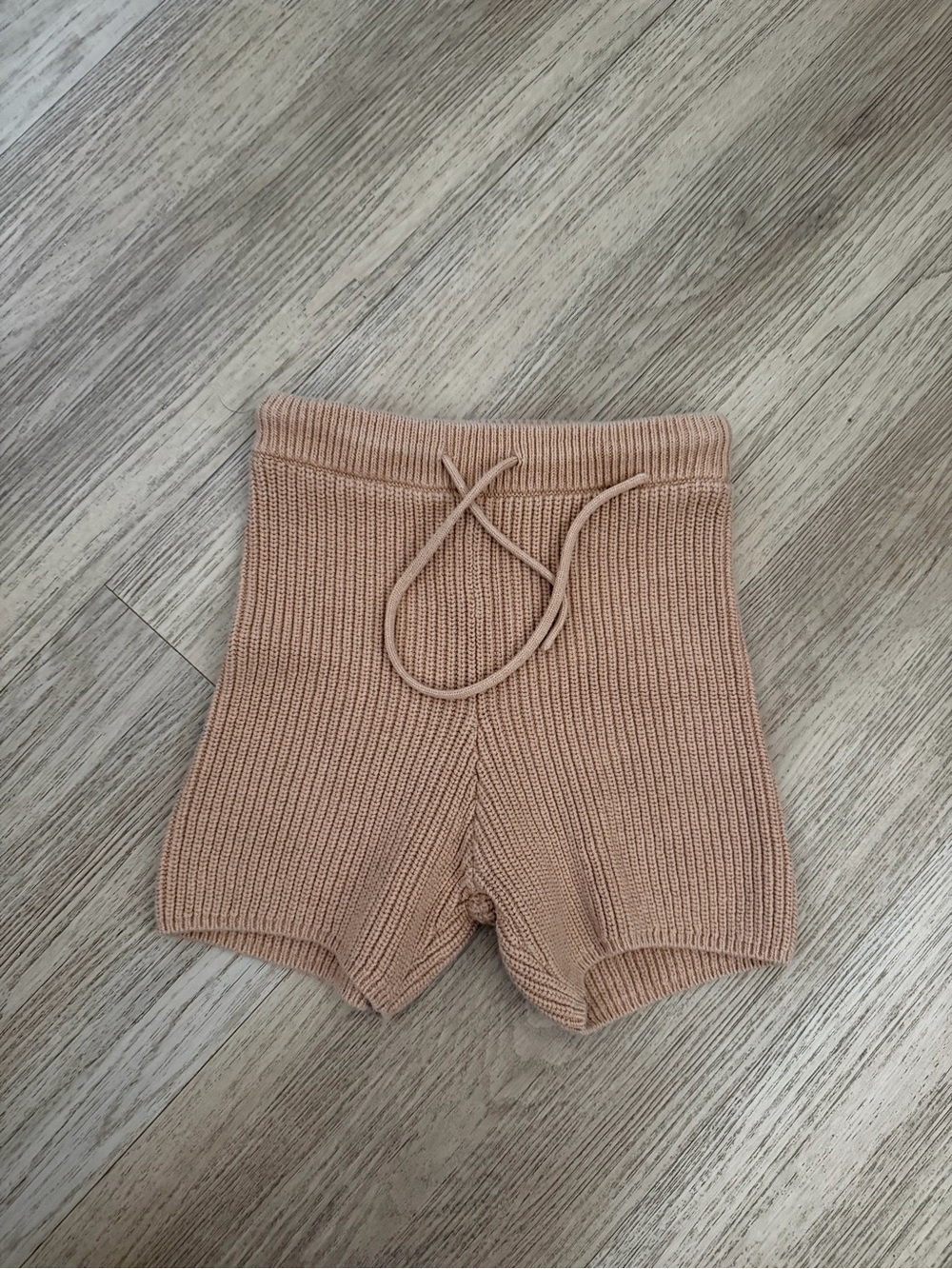 Knit Drawstring Shorts - Beige
